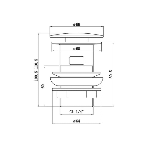 * Black Brass 110.5mm Click clack Slotted Waste