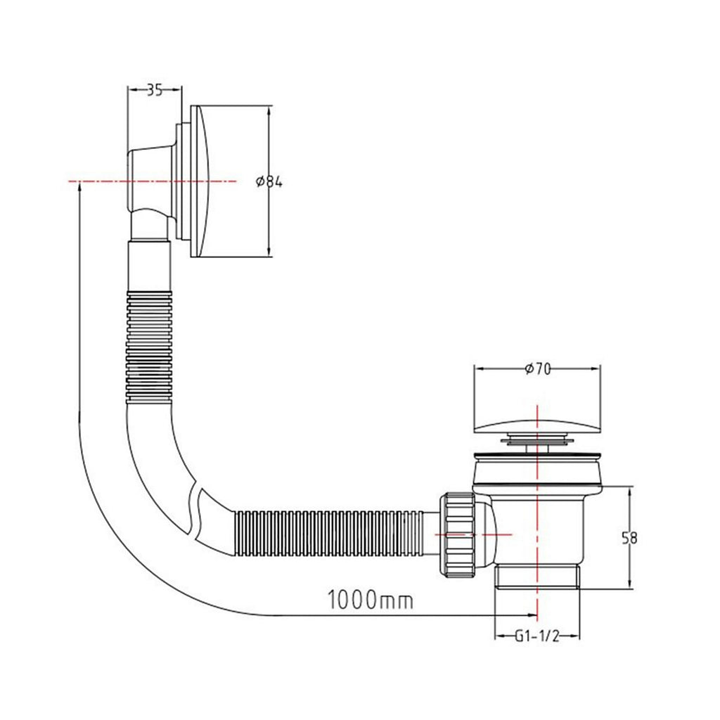 * Black Brass Click clack Slotted Waste & overflow (Dia)66mm