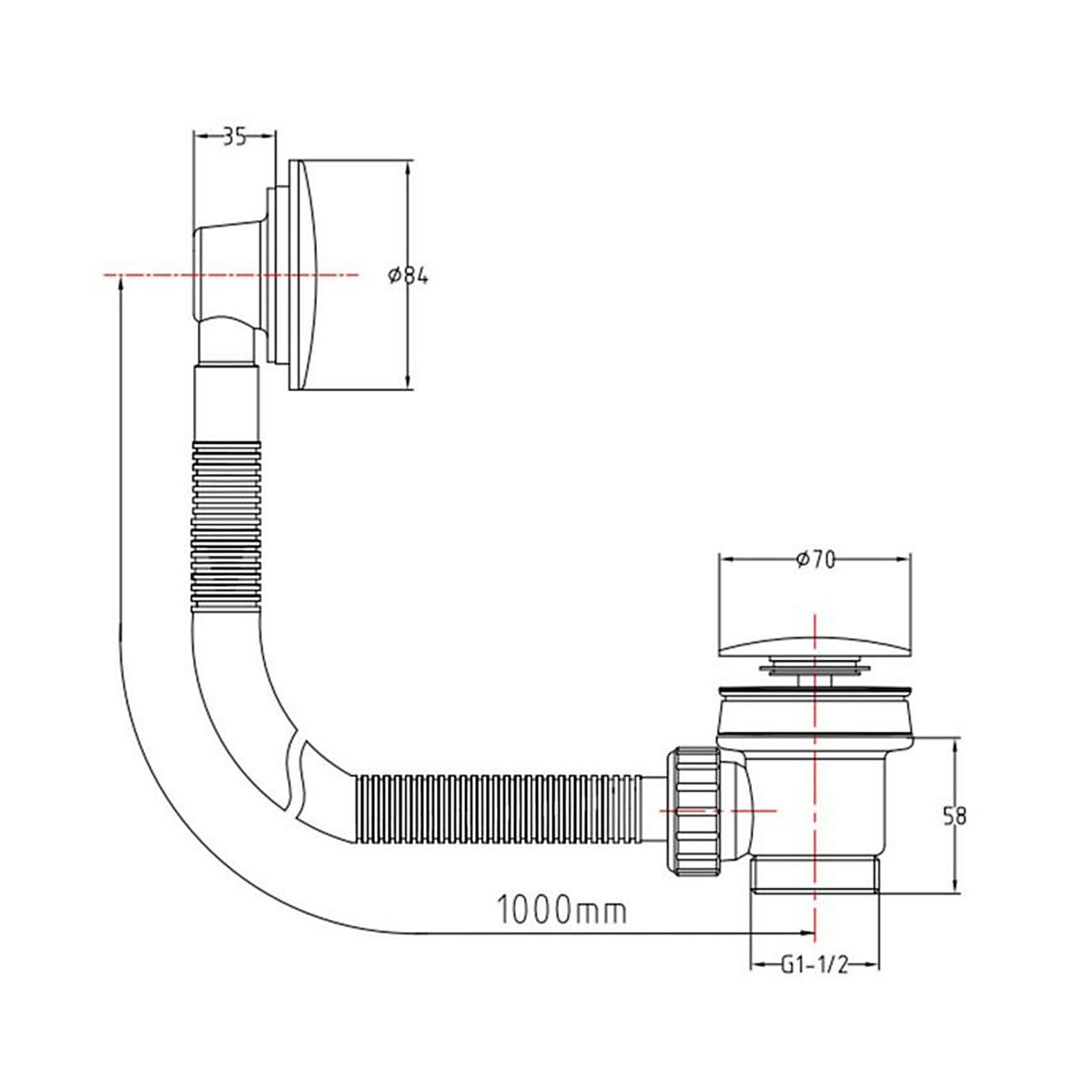 * Black Brass Click clack Slotted Waste & overflow (Dia)66mm