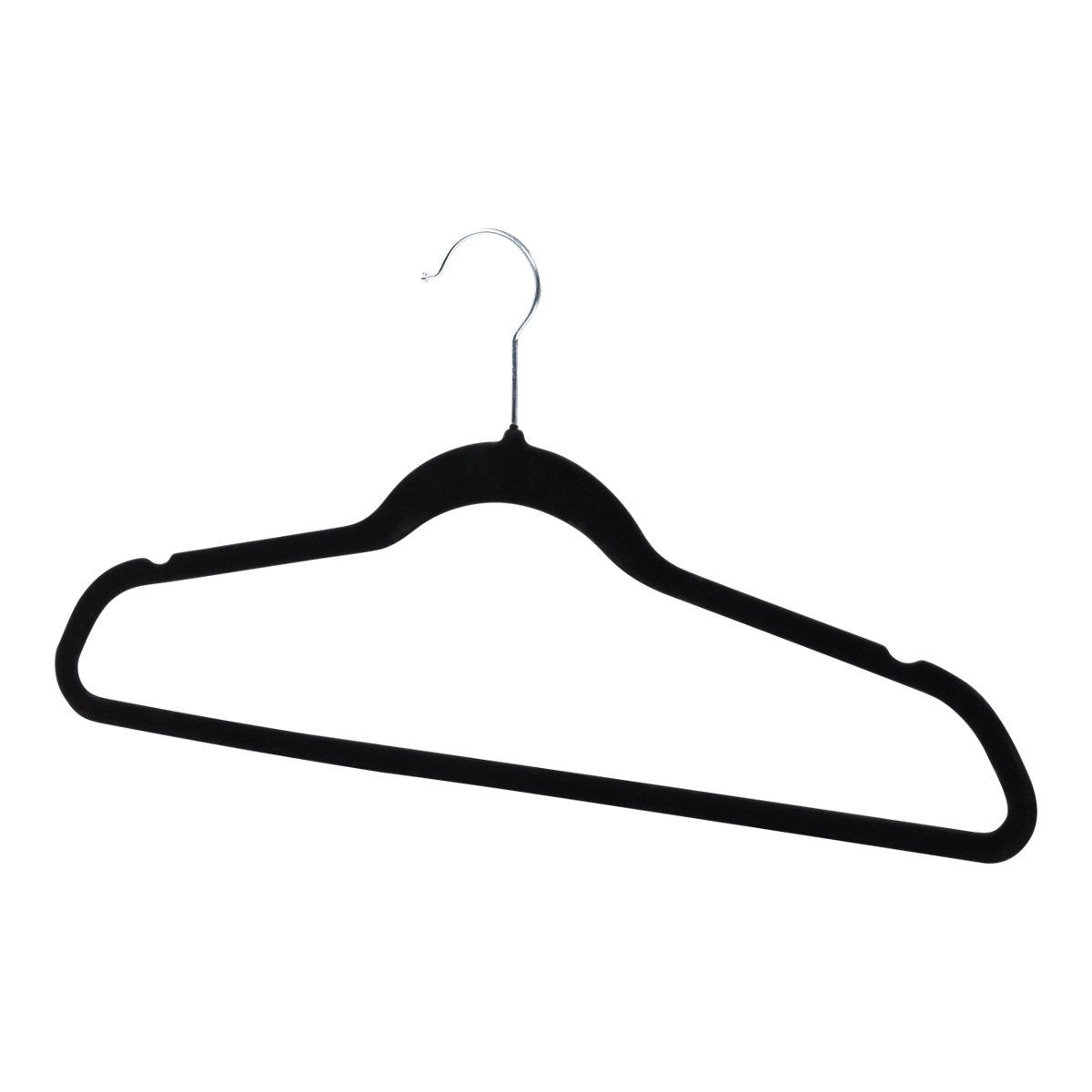Black Flocked Metal Non slip Clothes hangers, Pack of 6