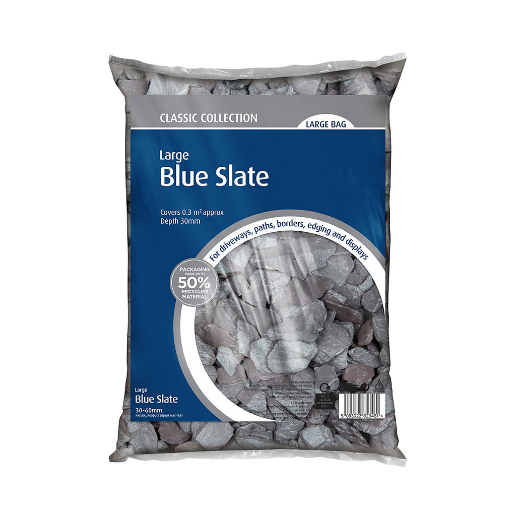 Blue 30-60mm Chippings, Large, 0.3m²
