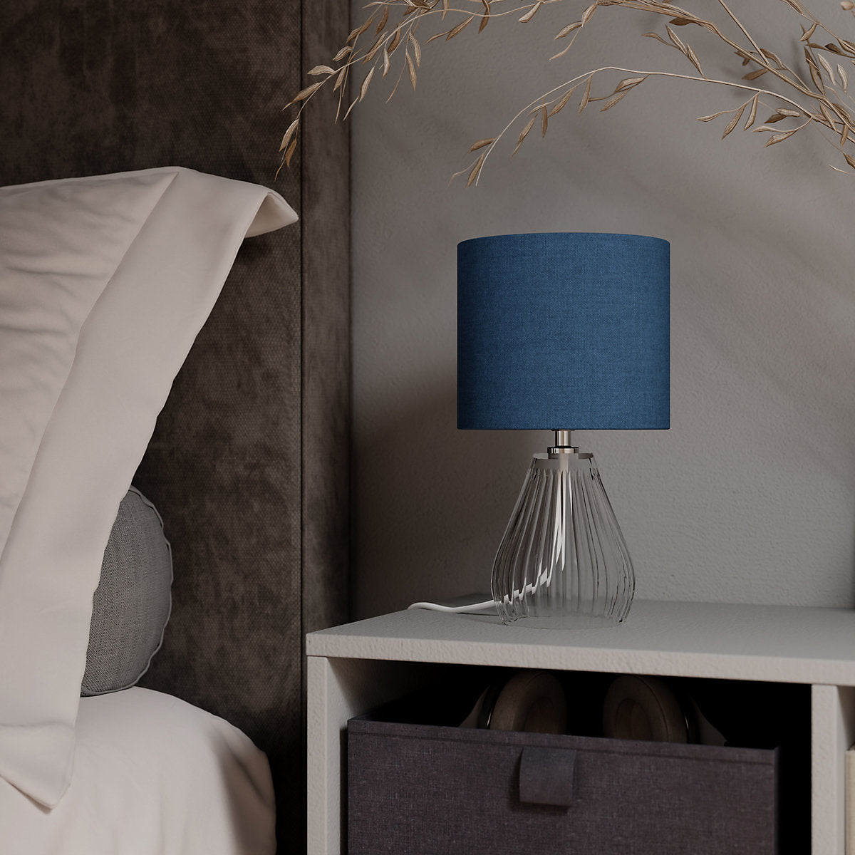 Blue & Clear Glass Fabric LED Table lamp