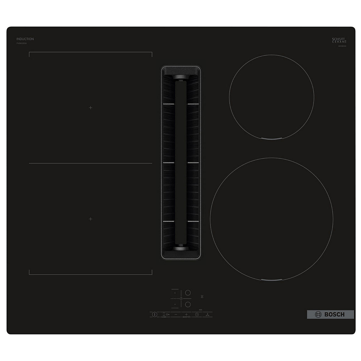 Bosch Series 4 PVS611B16E 4 burner 4 zone Induction Ceramic hob with Venting 60cm - Black