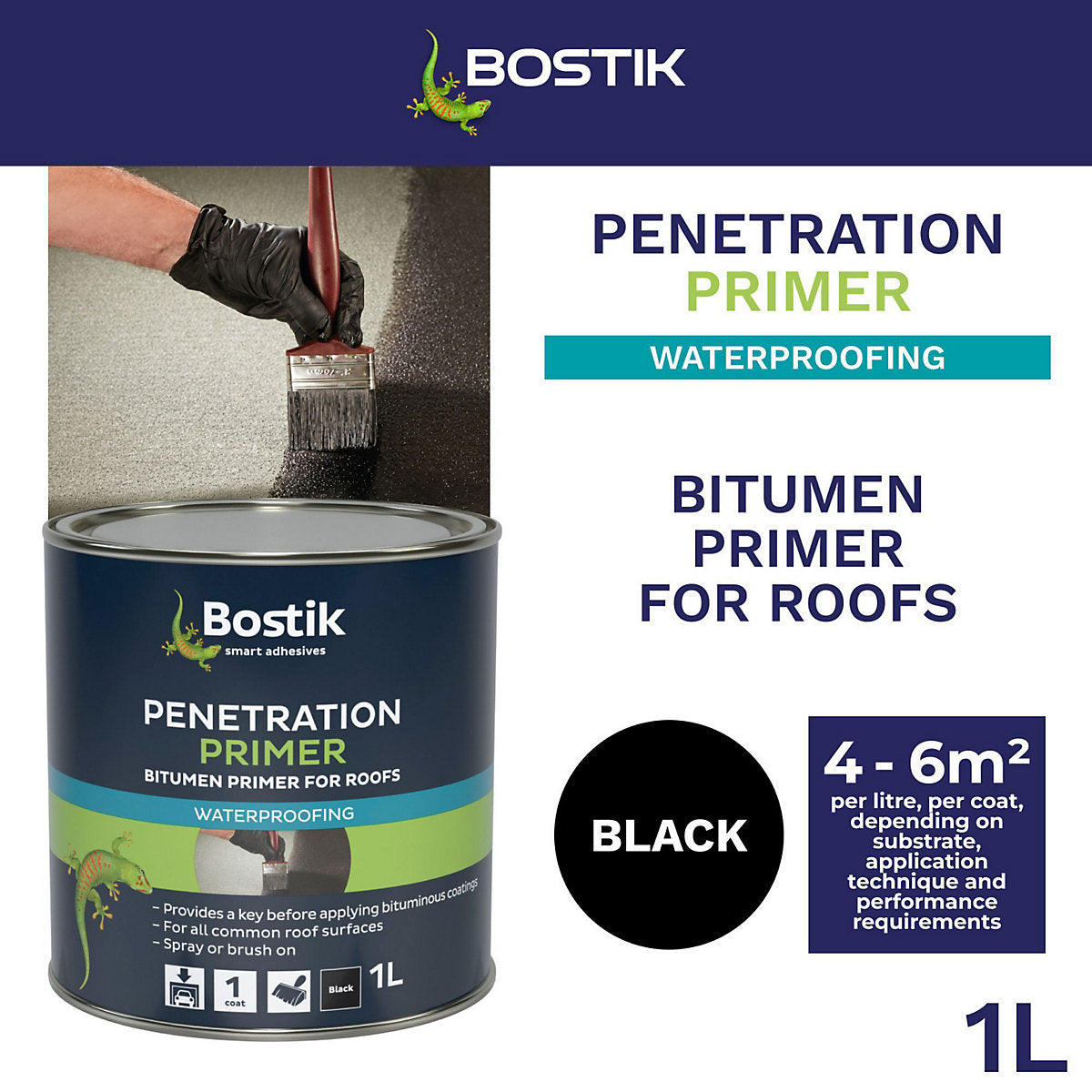 Bostik Penetration Black Primer, 1L, 0.86kg Tin