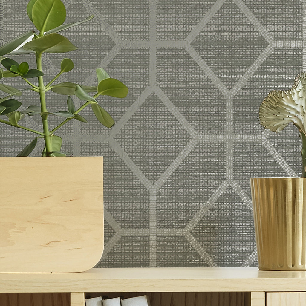 Boutique Asscher geo Sage Smooth Wallpaper Sample