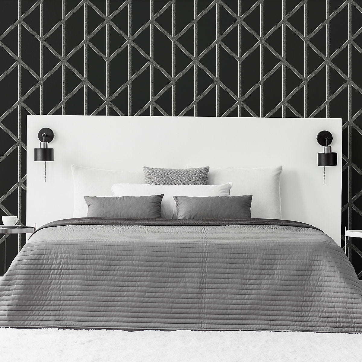 Boutique Black & green Panel geo Smooth Wallpaper