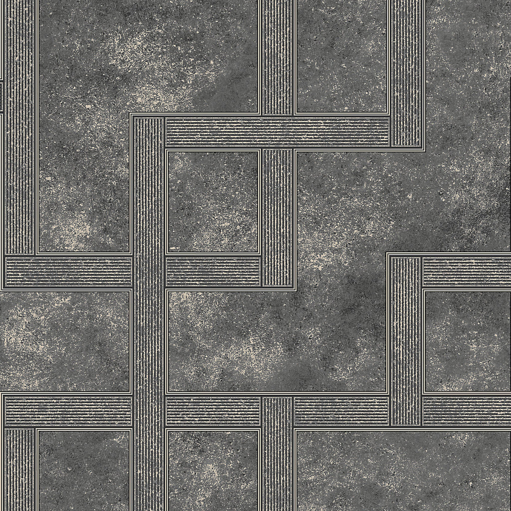Boutique Black Metallic effect Geometric Textured Wallpaper