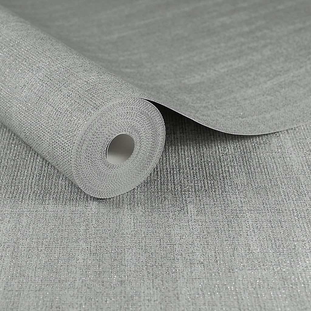 Boutique Chenille Silver effect Textured Wallpaper Sample