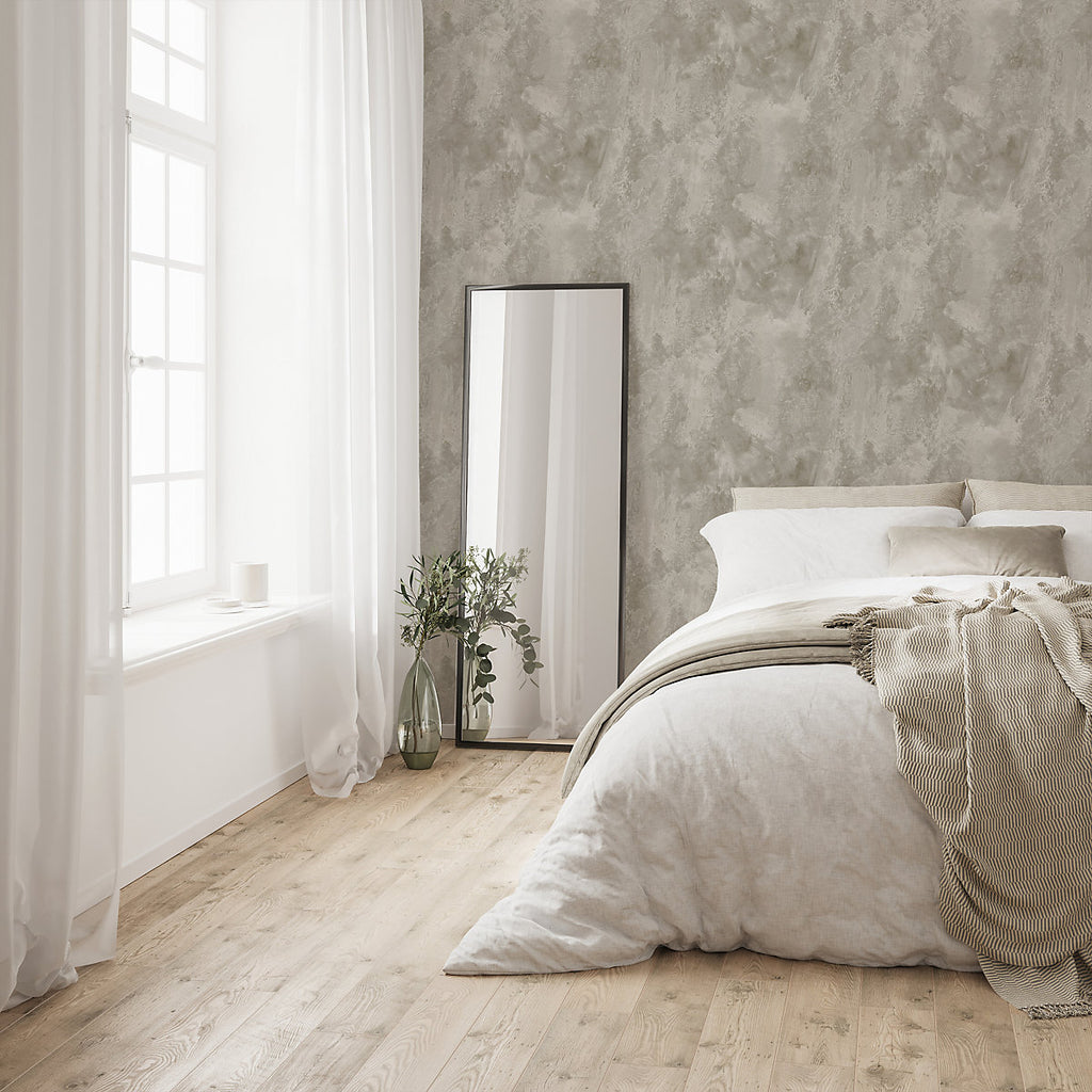 Boutique Grand Metallic Neutral Lime Wash Metallic effect Smooth Wallpaper