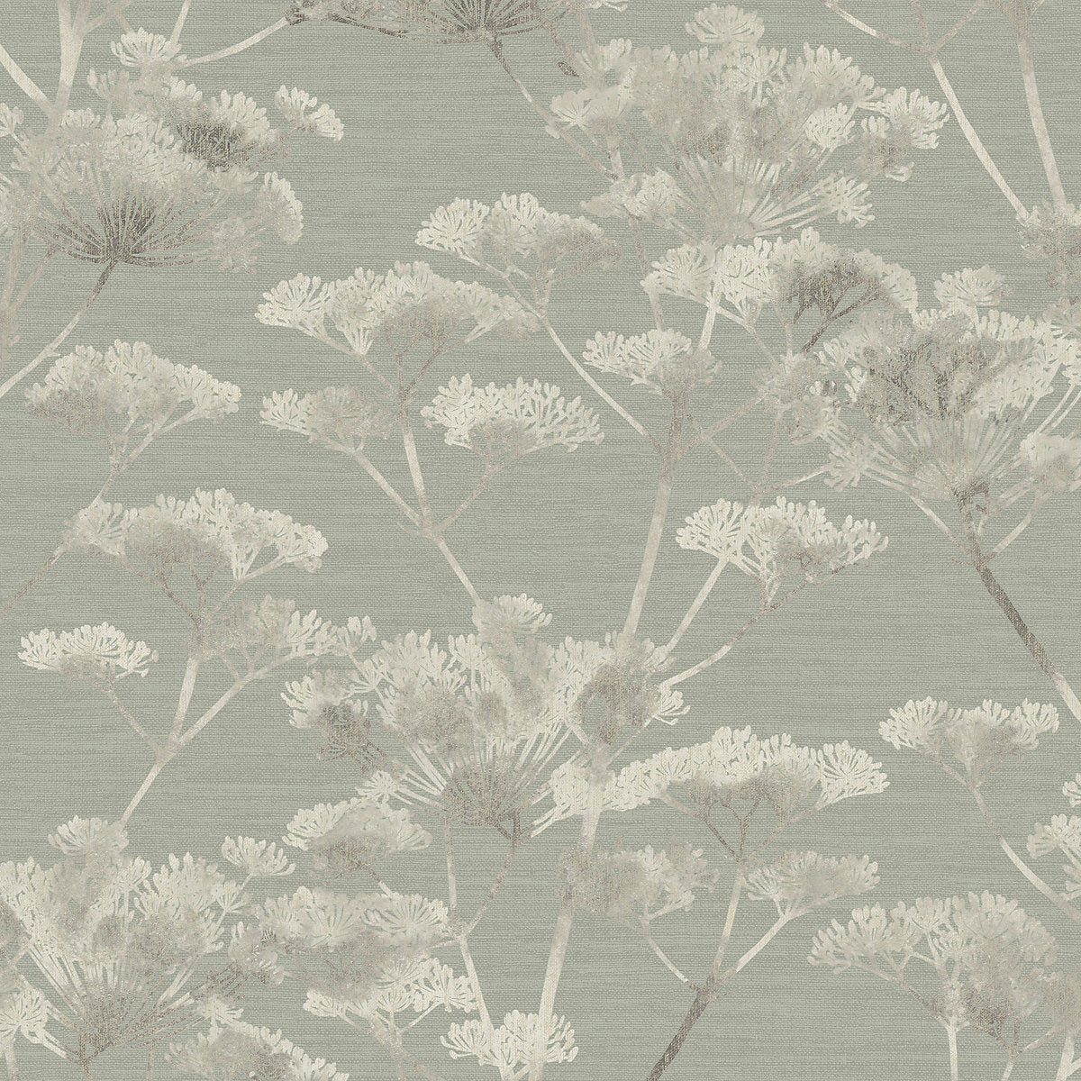 Boutique Green Metallic effect Leaves Textured Wallpaper Sample