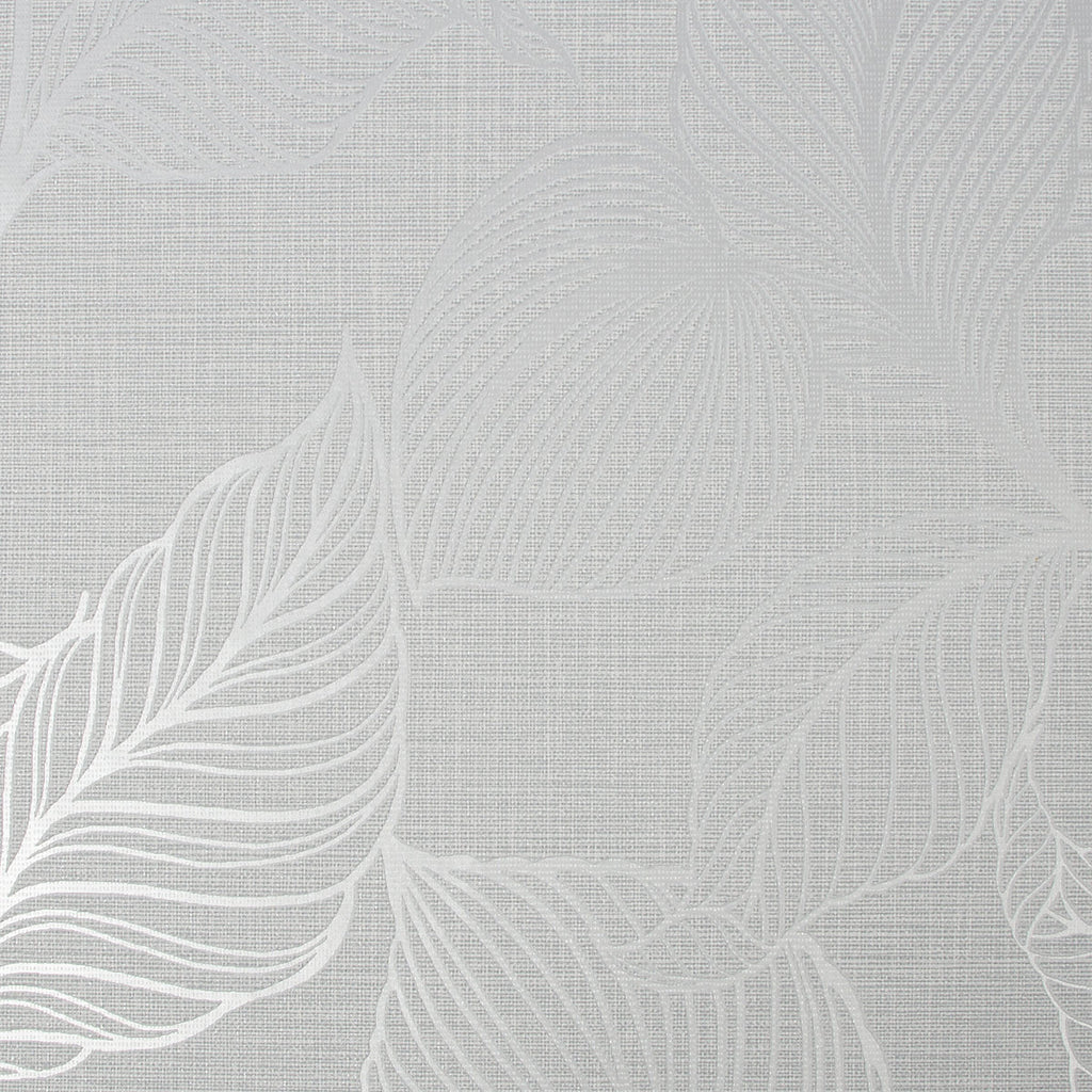 Boutique Royal palm Grey Silver effect Leaf Textured Wallpaper