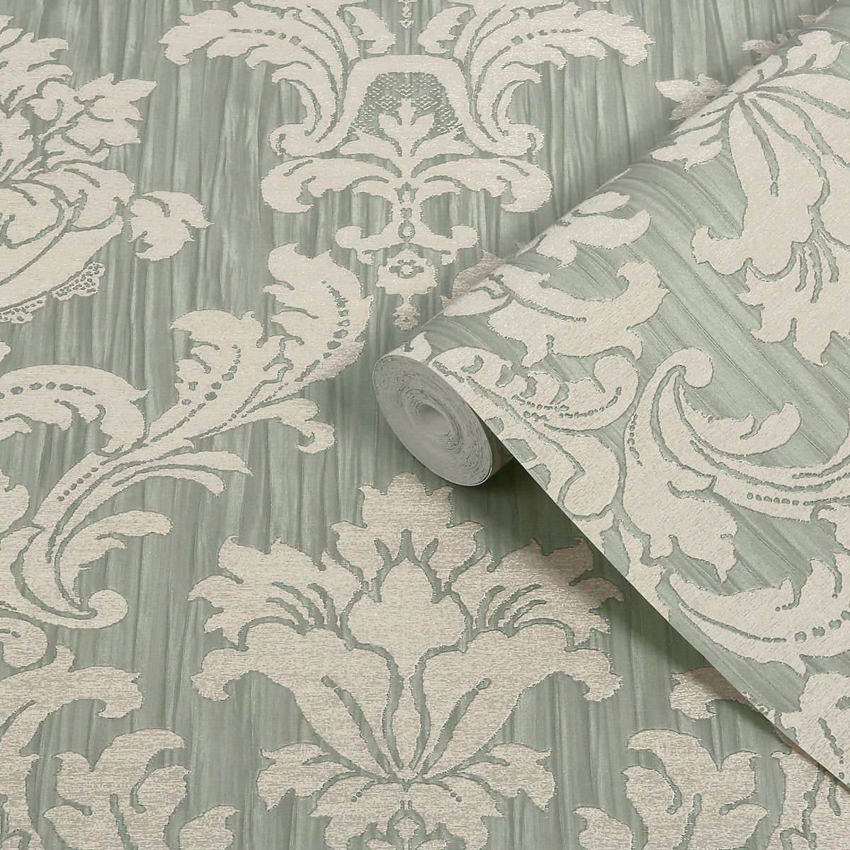 Boutique Sage Damask Classic Textured Wallpaper