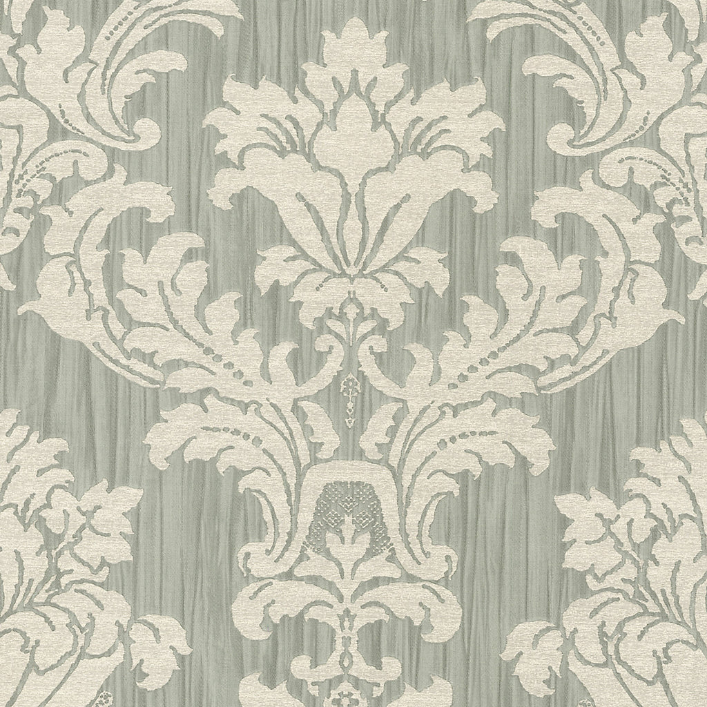 Boutique Sage Damask Classic Textured Wallpaper