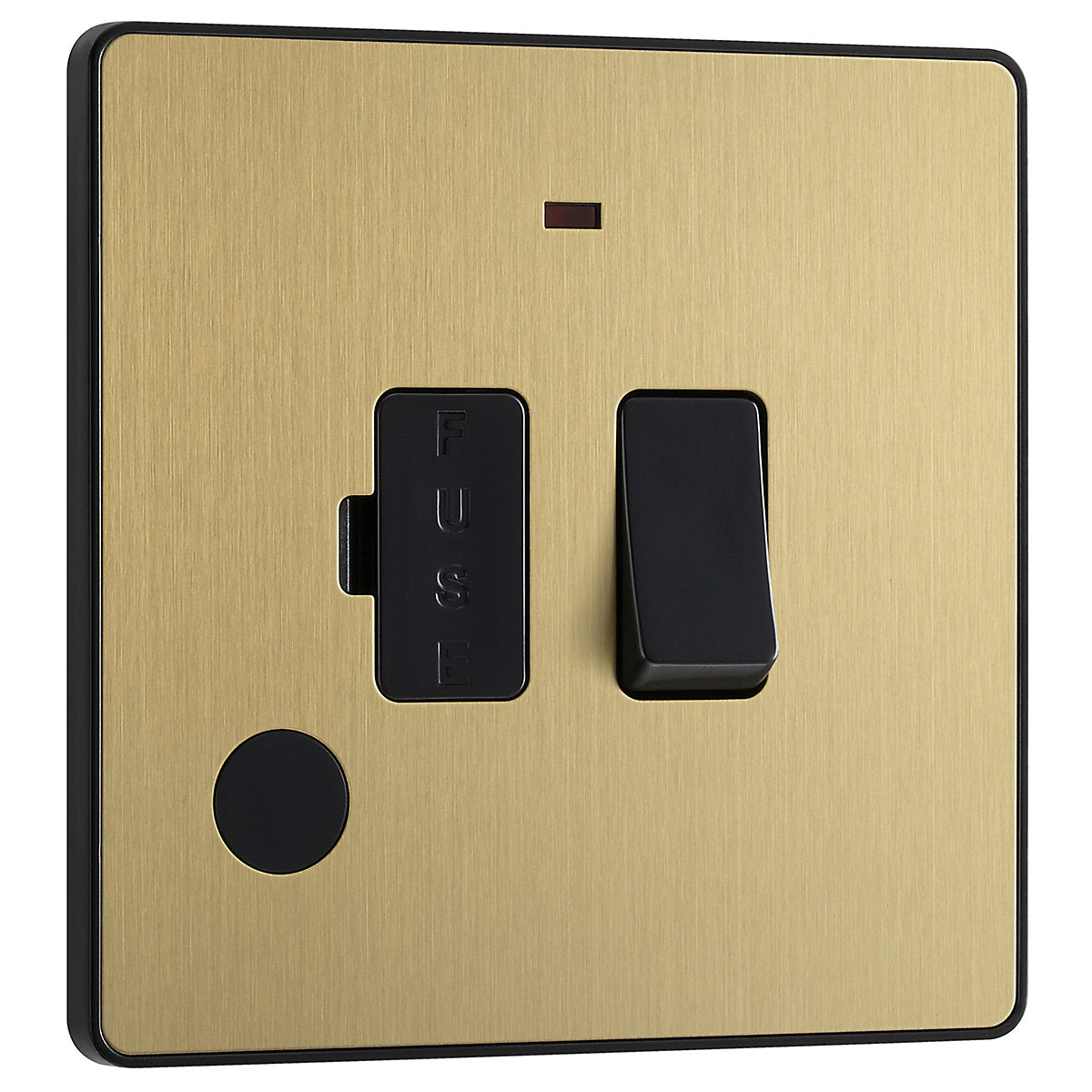 British General 13A 1 gang 2 way Low profile Switched LED indicator Fused connection unit Satin Brass effect