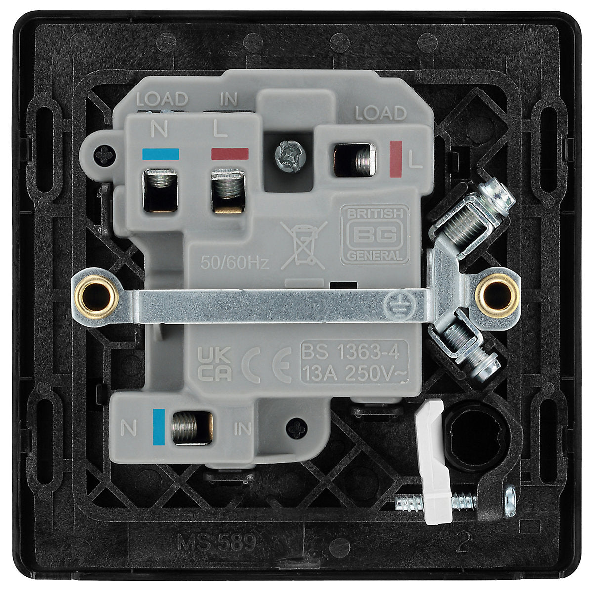 British General 13A 1 gang 2 way Low profile Switched LED indicator Fused connection unit Satin Brass effect
