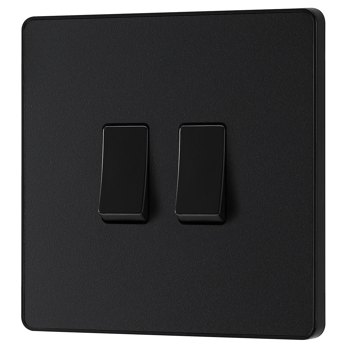 British General 20A 2 way 2 gang Double light Screwless Switch Matt Black
