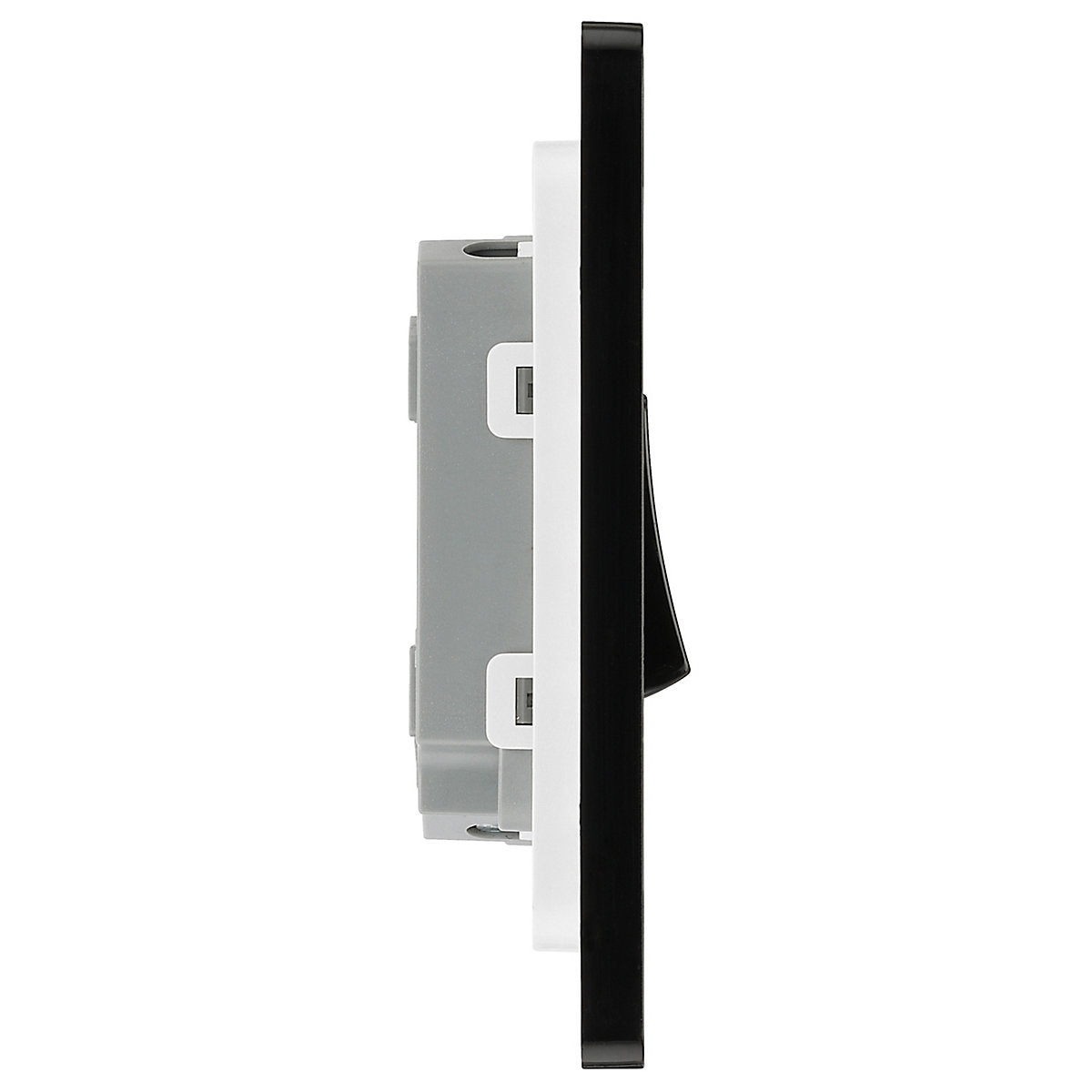 British General 20A 2 way 2 gang Double light Screwless Switch Matt Black