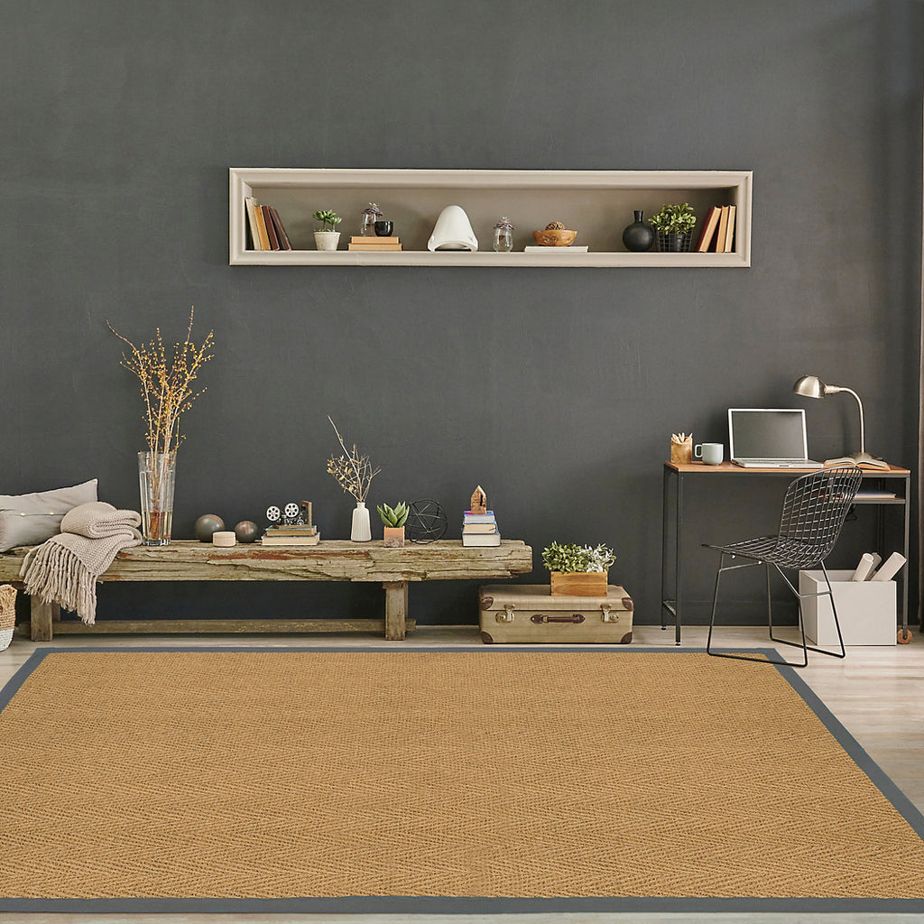 Brown, grey Herringbone weave Large Rug, (L)200cm x (W)135cm