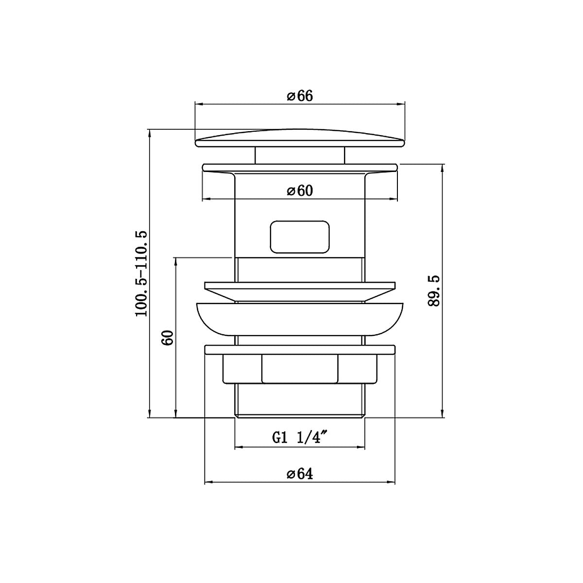 * Brushed Brass 110.5mm Click clack Slotted Waste