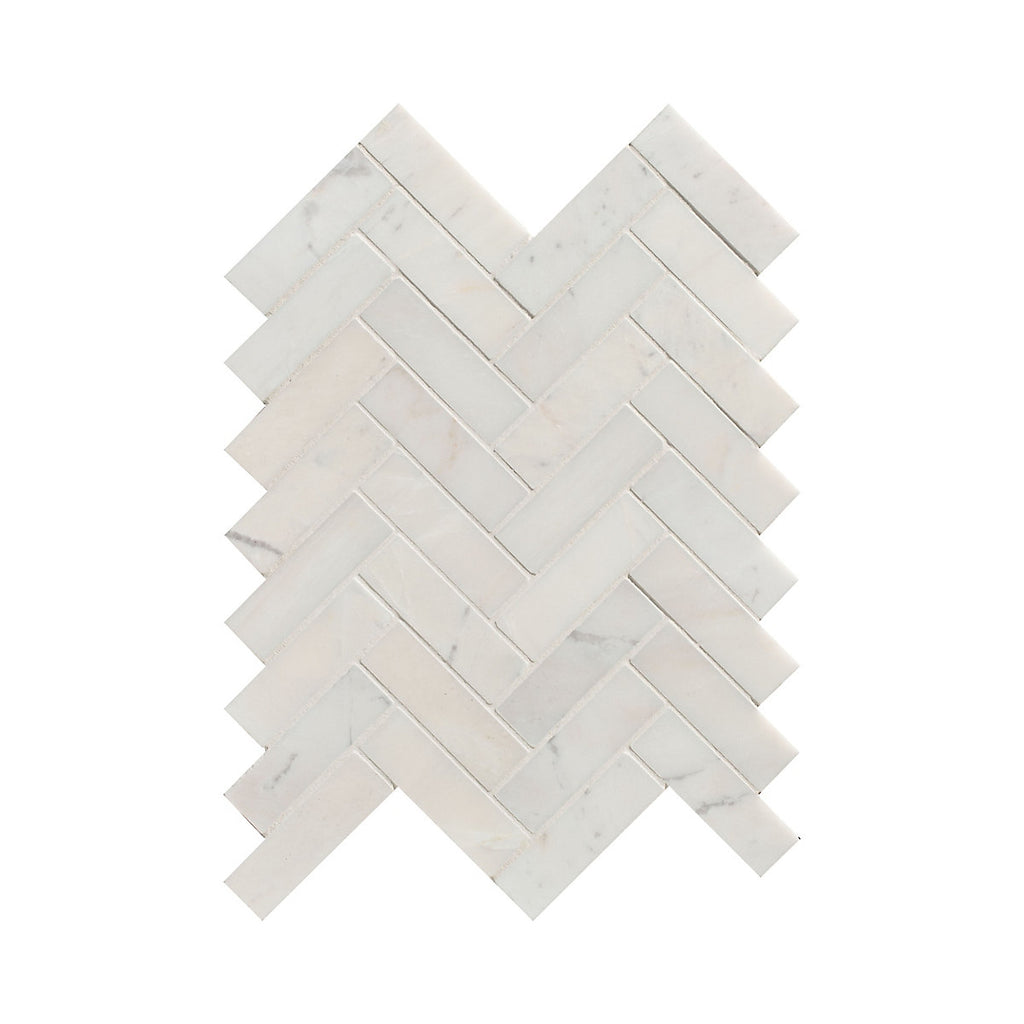 Ca’Pietra Athena White Satin Herringbone Marble Indoor Wall & floor & wall tile, (L)283mm (W)281mm