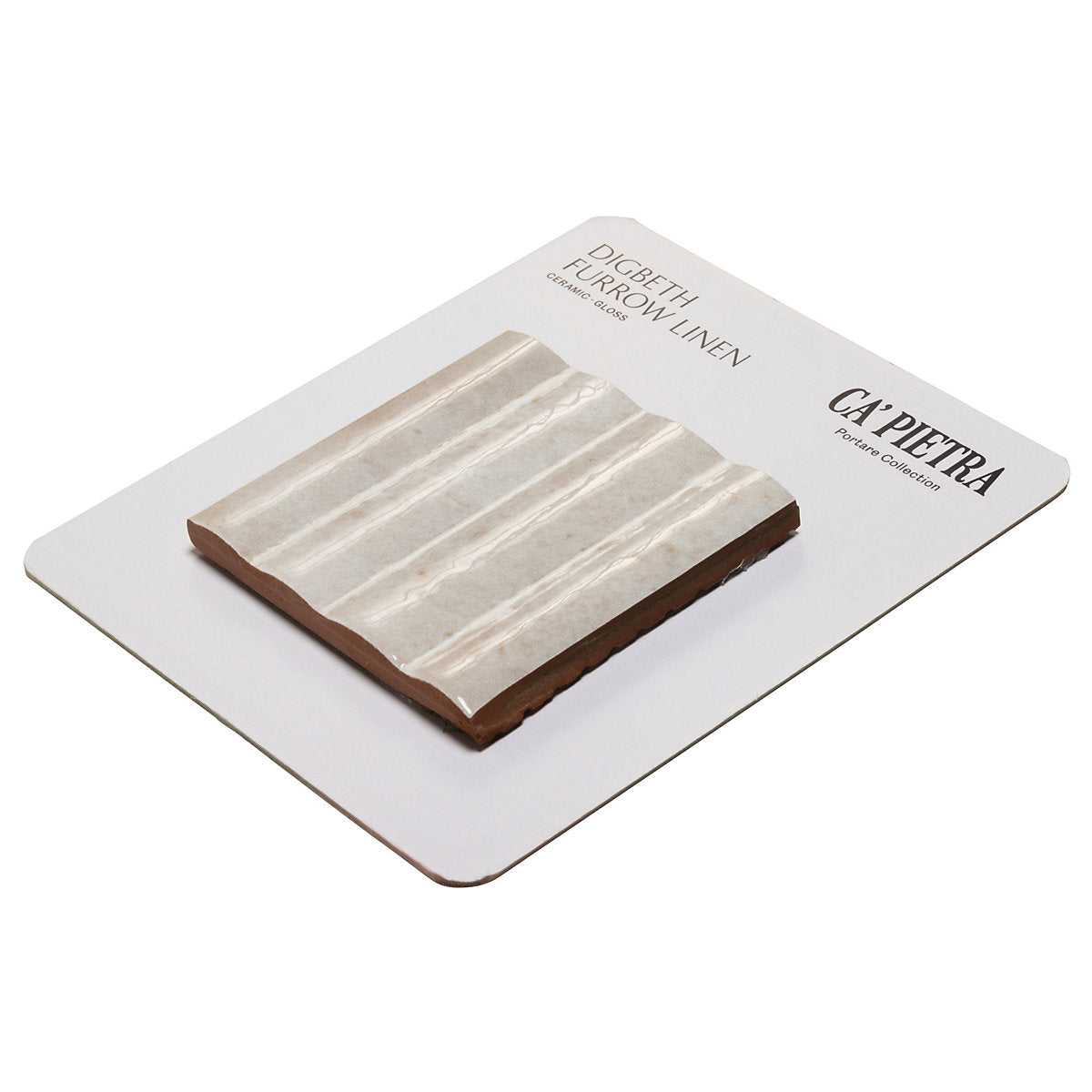 Ca’Pietra Digbeth Cream Gloss Furrow Metallic effect Embossed Ceramic Indoor Tile Card mounted sample