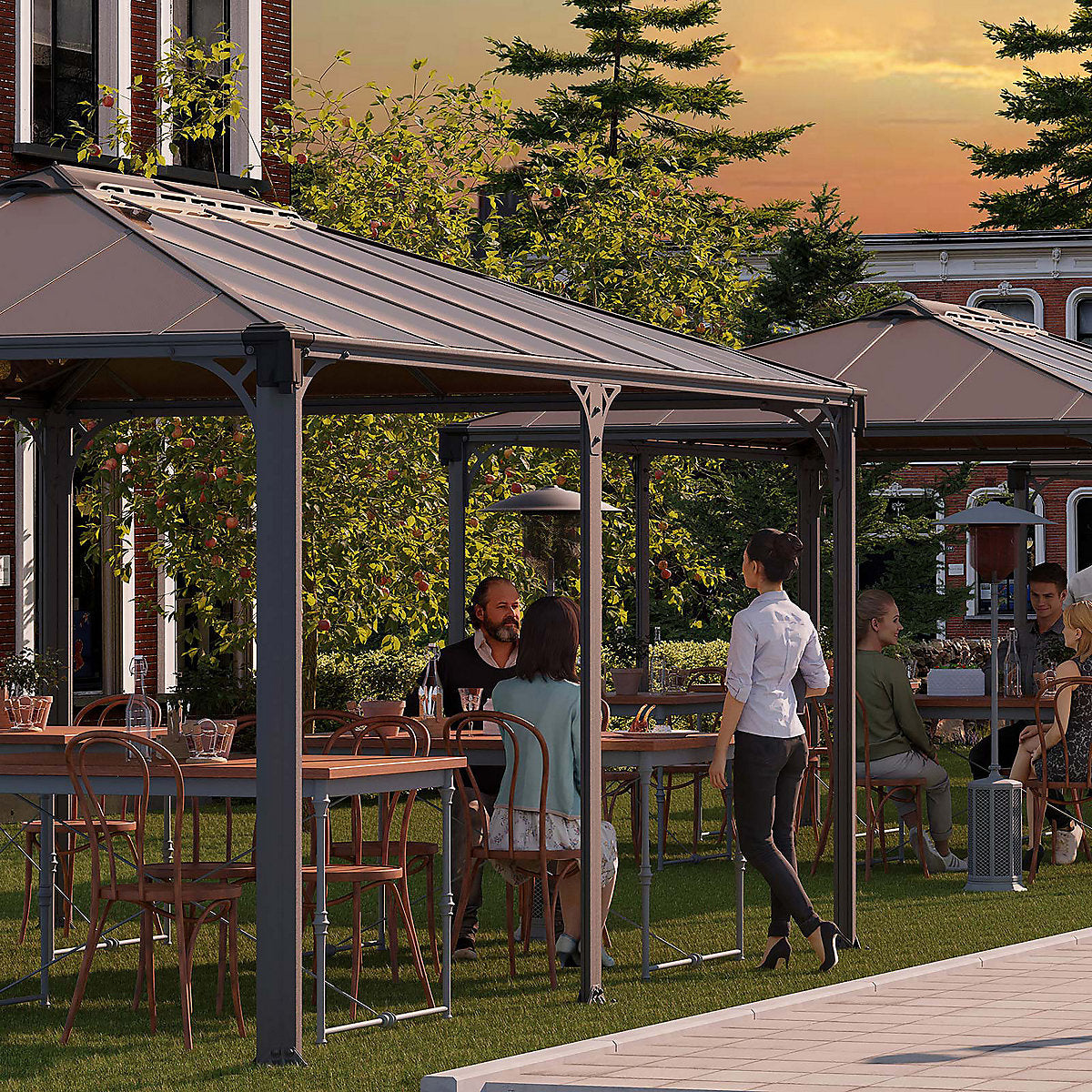 Canopia by Palram Martinique Grey Rectangular Garden Gazebo, (W)4.93m (D)3.59m