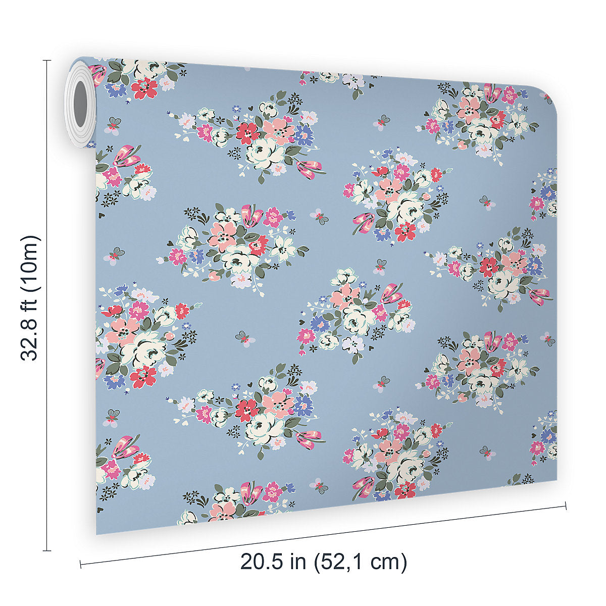 Cath Kidston Blue Clifton Floral Smooth Wallpaper