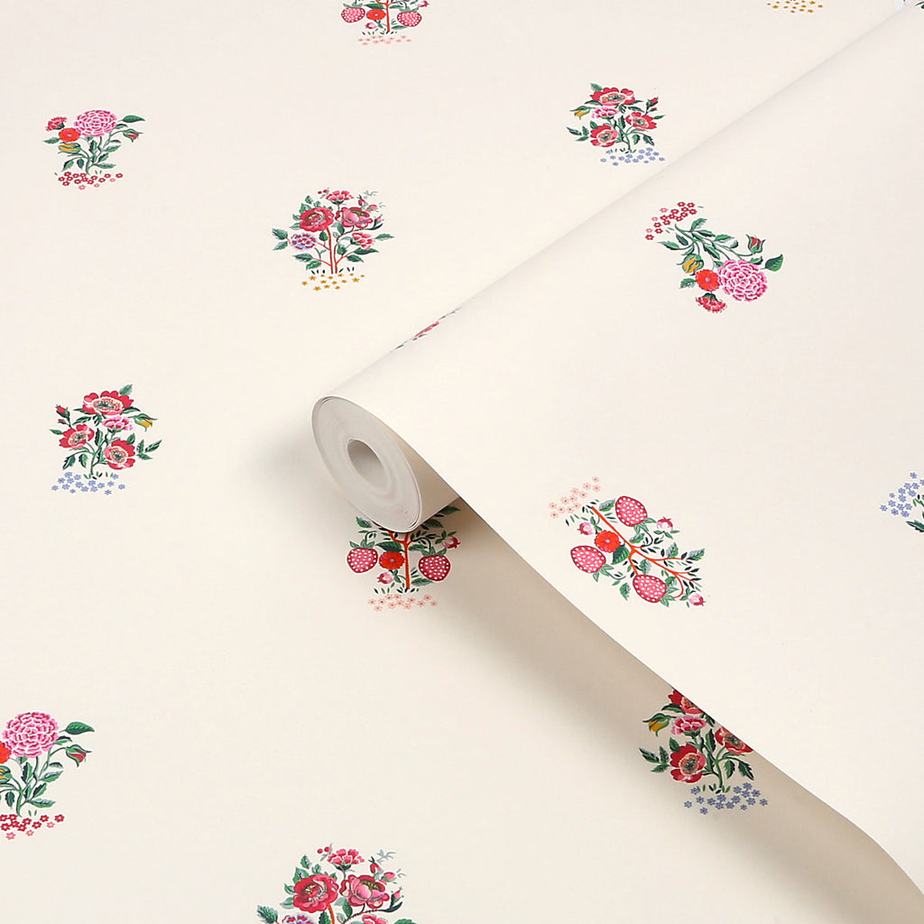 Cath Kidston Cream & Rose Kingdom Posey Patterned Smooth Wallpaper