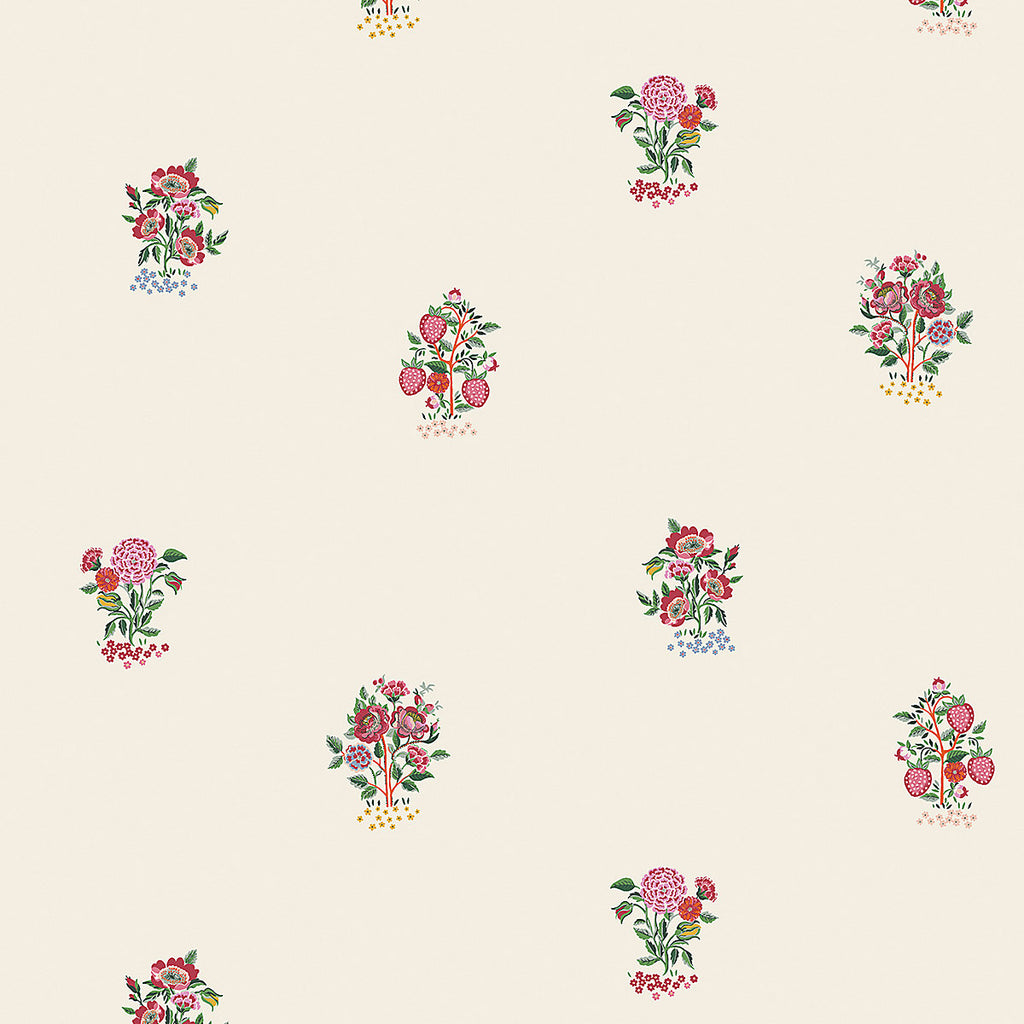 Cath Kidston Cream & Rose Kingdom Posey Patterned Smooth Wallpaper