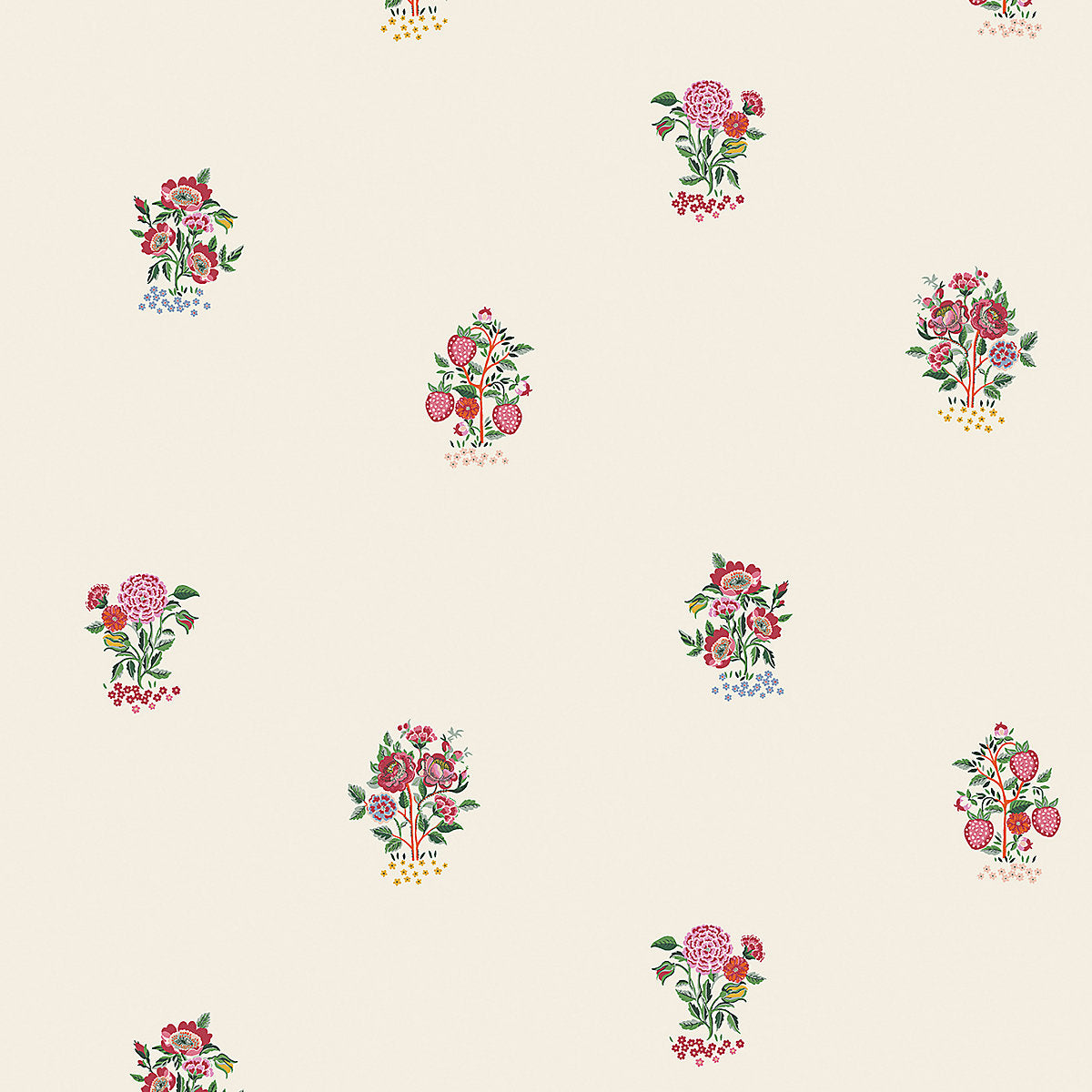 Cath Kidston Cream & Rose Kingdom Posey Patterned Smooth Wallpaper
