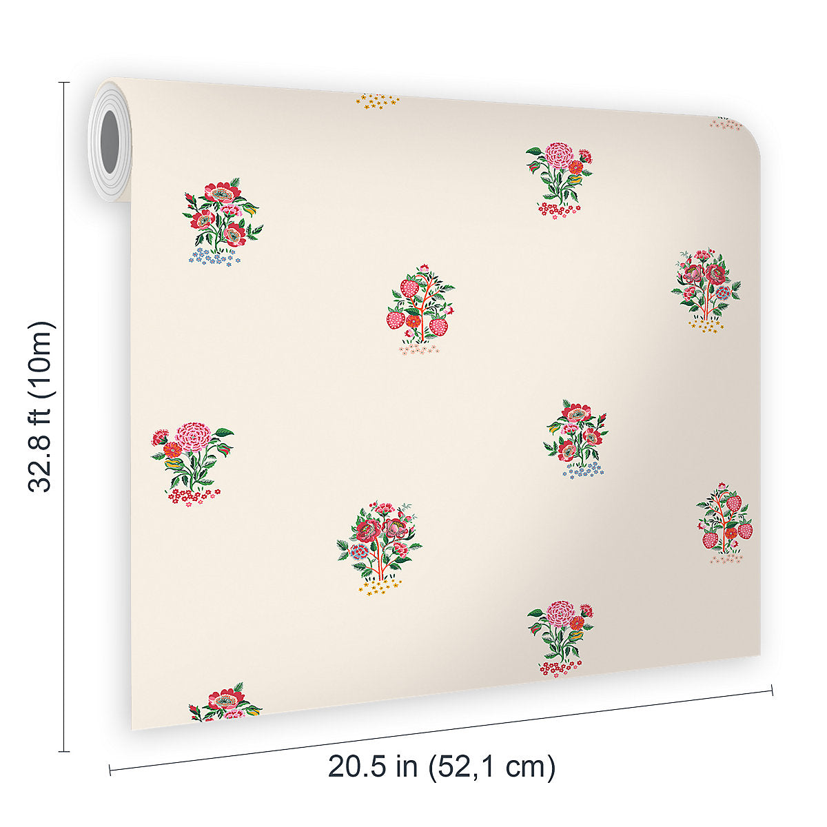 Cath Kidston Cream & Rose Kingdom Posey Patterned Smooth Wallpaper