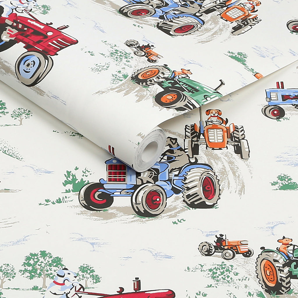 Cath Kidston Multicoloured Tractor Contemporary Smooth Wallpaper