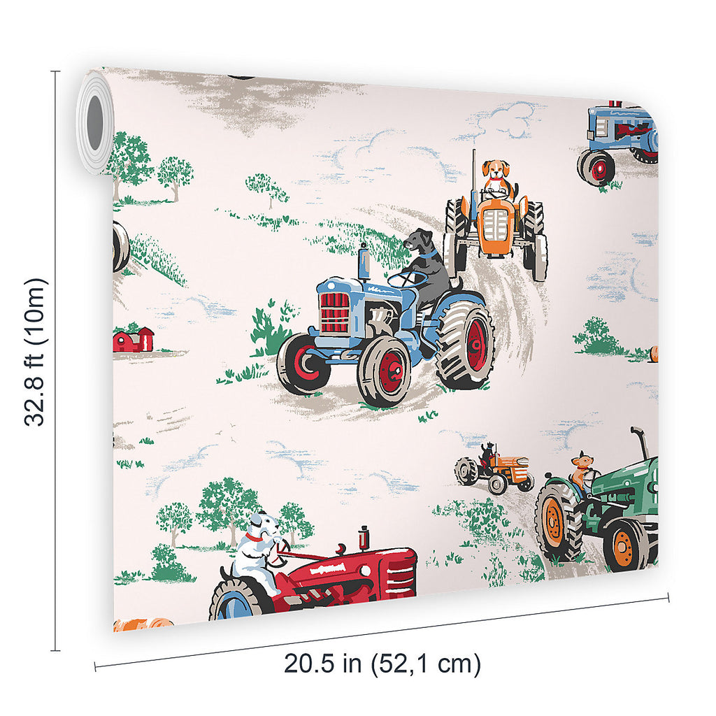 Cath Kidston Multicoloured Tractor Contemporary Smooth Wallpaper