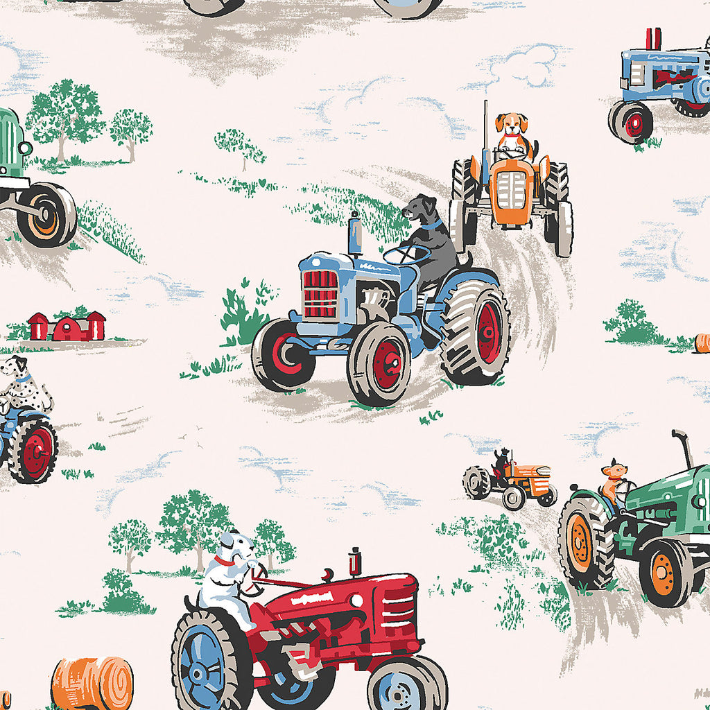 Cath Kidston Multicoloured Tractor Contemporary Smooth Wallpaper