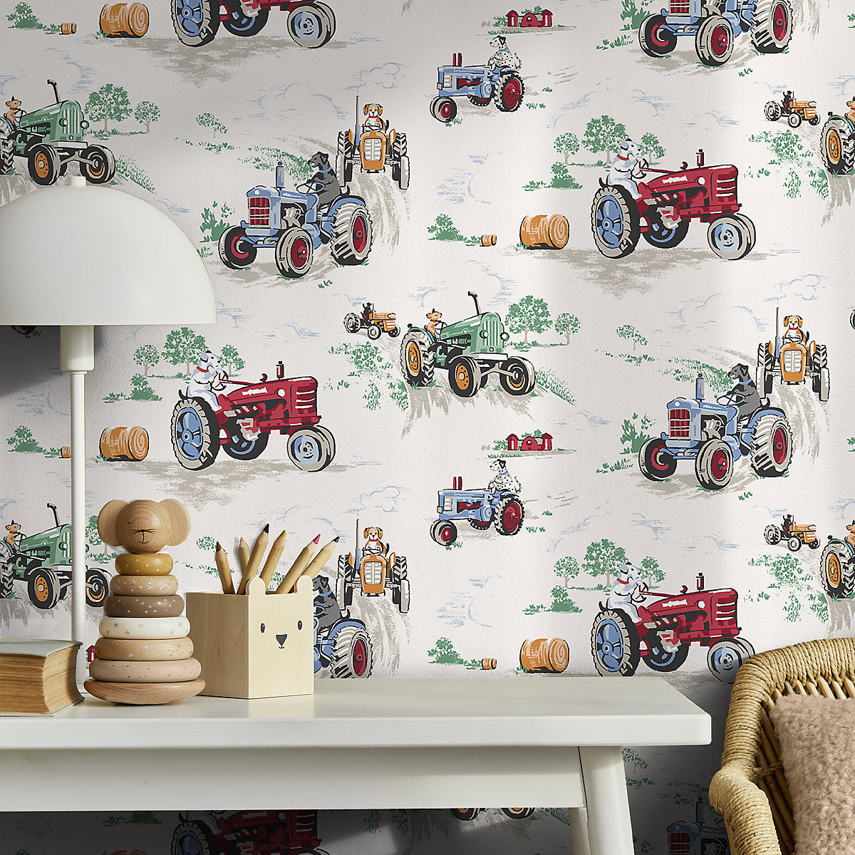 Cath Kidston Multicoloured Tractor Contemporary Smooth Wallpaper