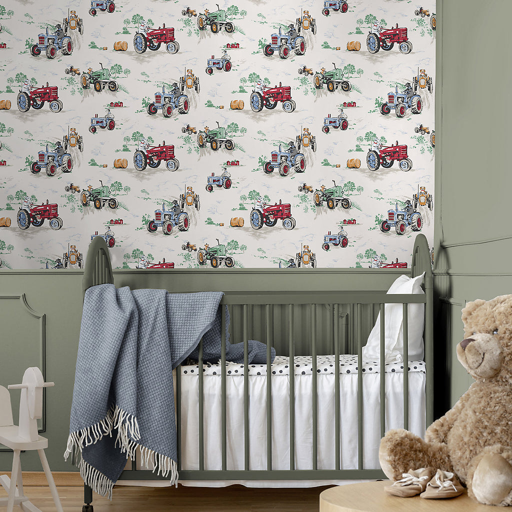 Cath Kidston Multicoloured Tractor Contemporary Smooth Wallpaper