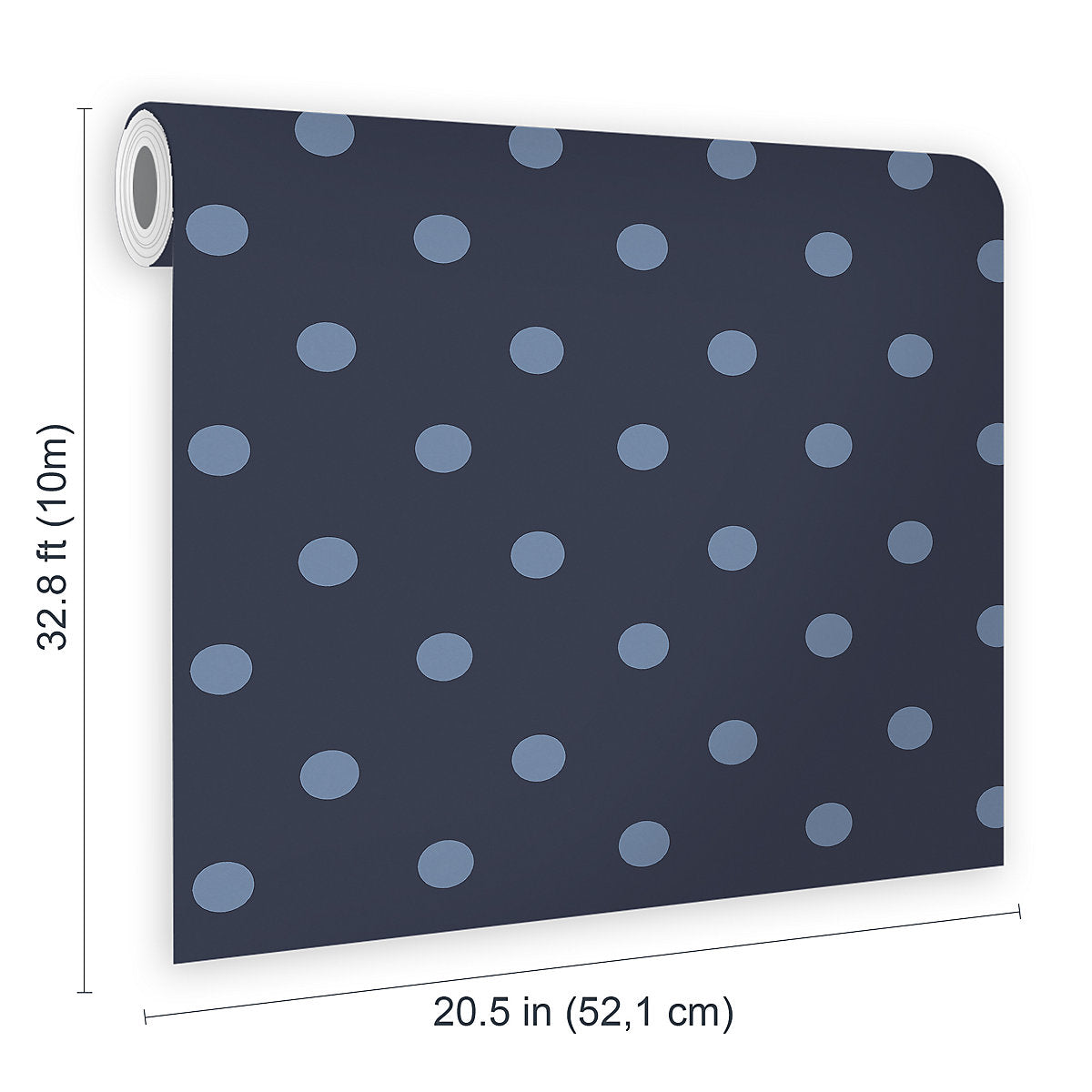 Cath Kidston Navy & Baby Blue Button Spot Patterned Smooth Wallpaper