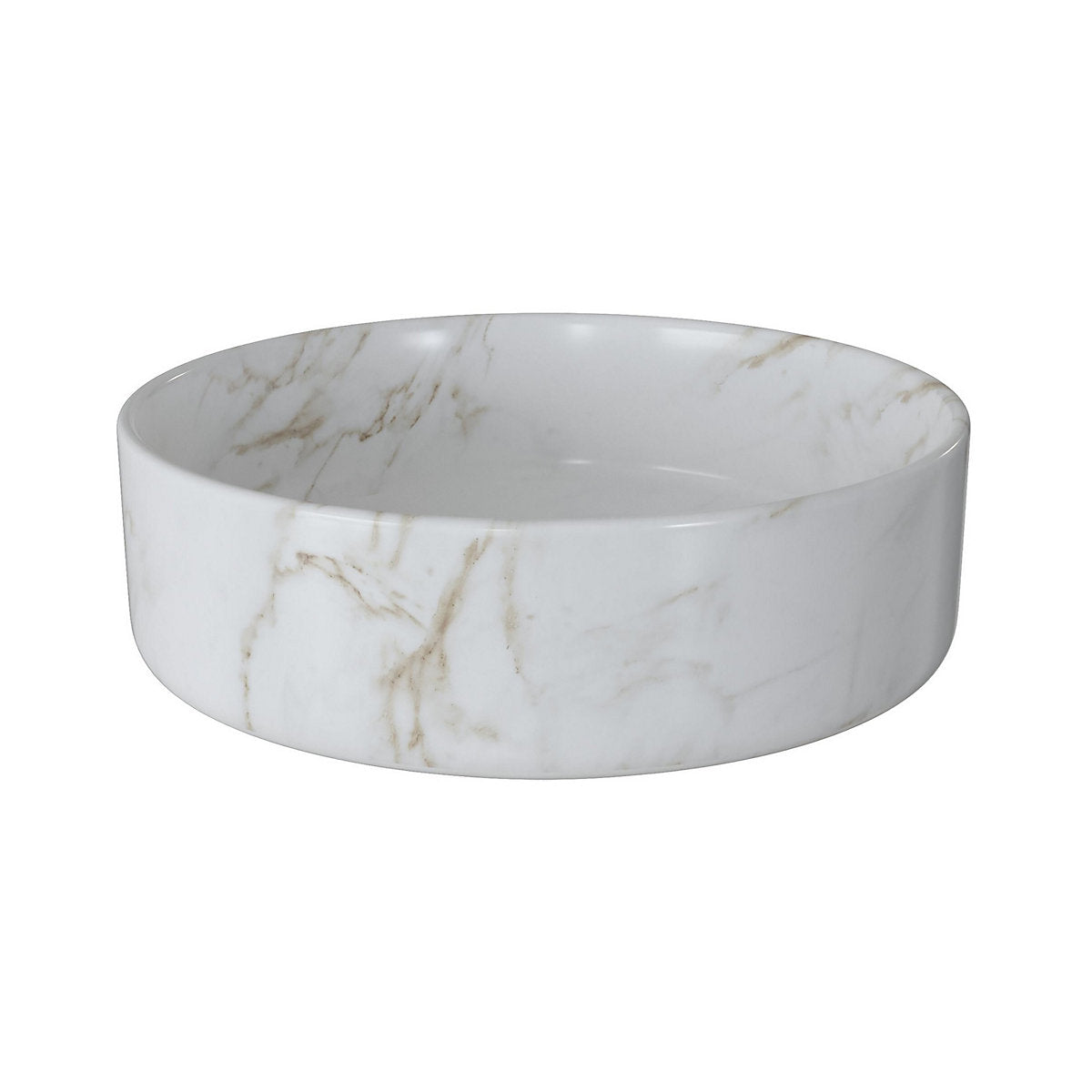 * Cheriton White Marble effect Round Single Counter top Basin (W)35.5cm