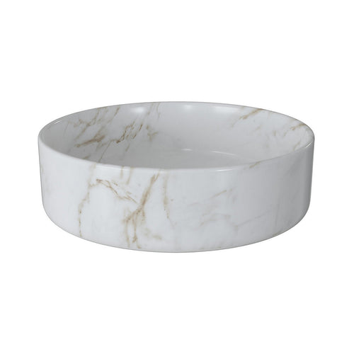 * Cheriton White Marble effect Round Single Counter top Basin (W)35.5cm