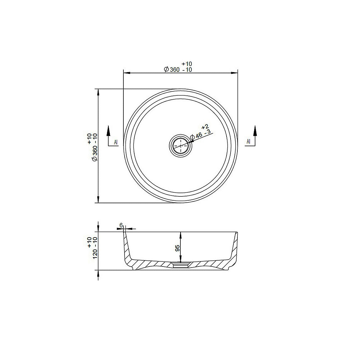 * Cheriton White Marble effect Round Single Counter top Basin (W)35.5cm