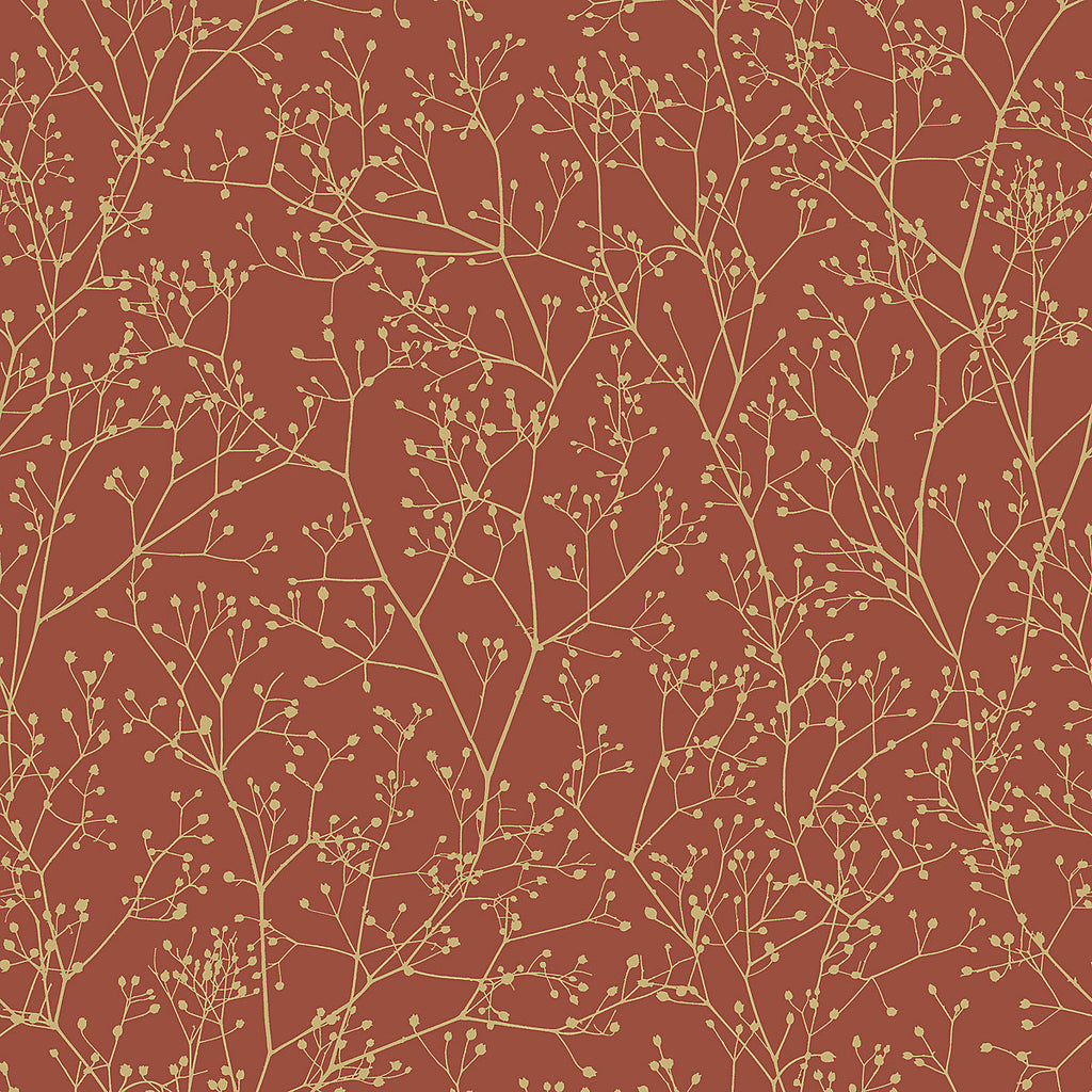 Clarissa Hulse Gypsophila Paprika & Gold effect Smooth Wallpaper