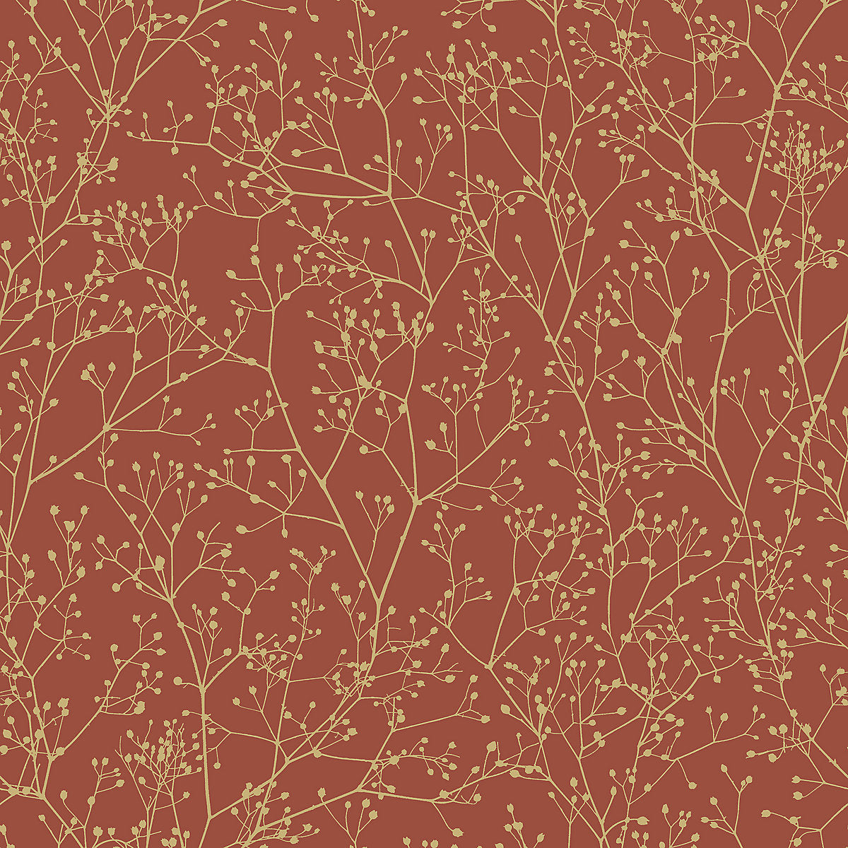 Clarissa Hulse Gypsophila Paprika & Gold effect Smooth Wallpaper