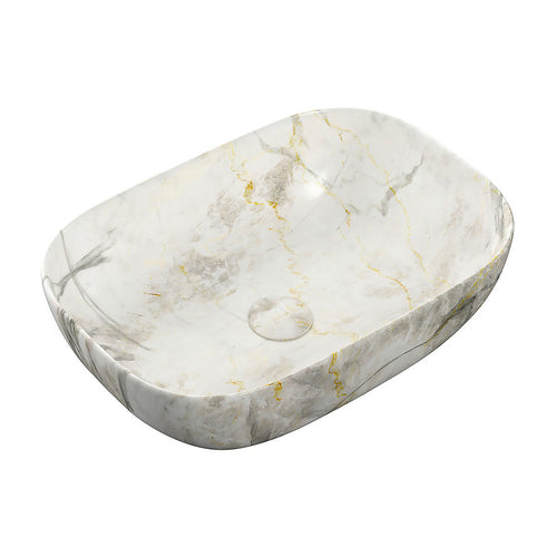 * Collingham White Marble effect Rectangular Single Counter top Basin (W)46cm