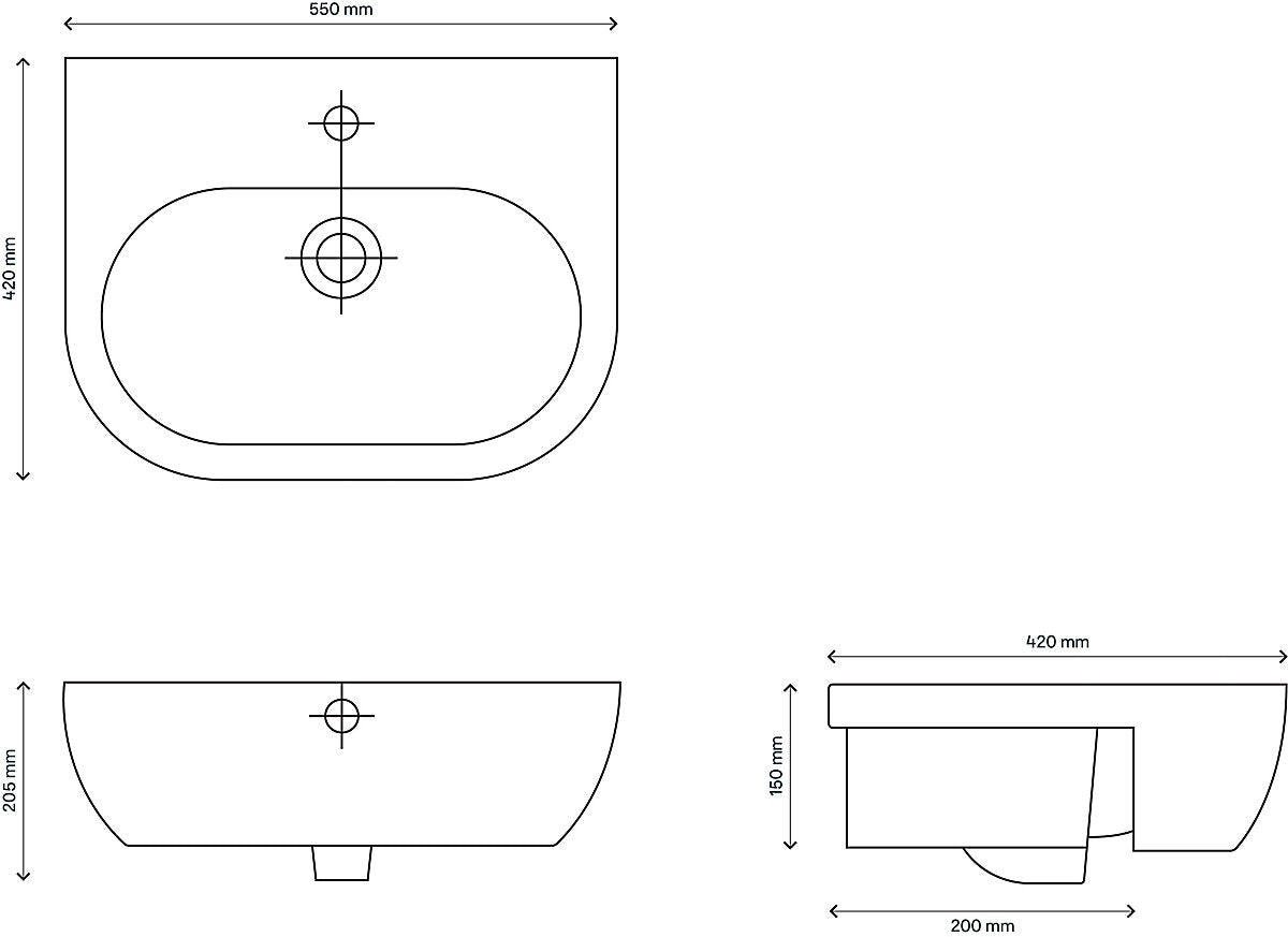 Cooke & Lewis Helena White Semi-recessed Basin (W)55cm