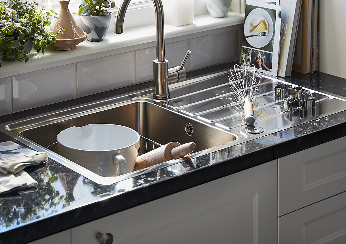 Cooke & Lewis Katiki Chrome effect Kitchen Pin side lever Tap
