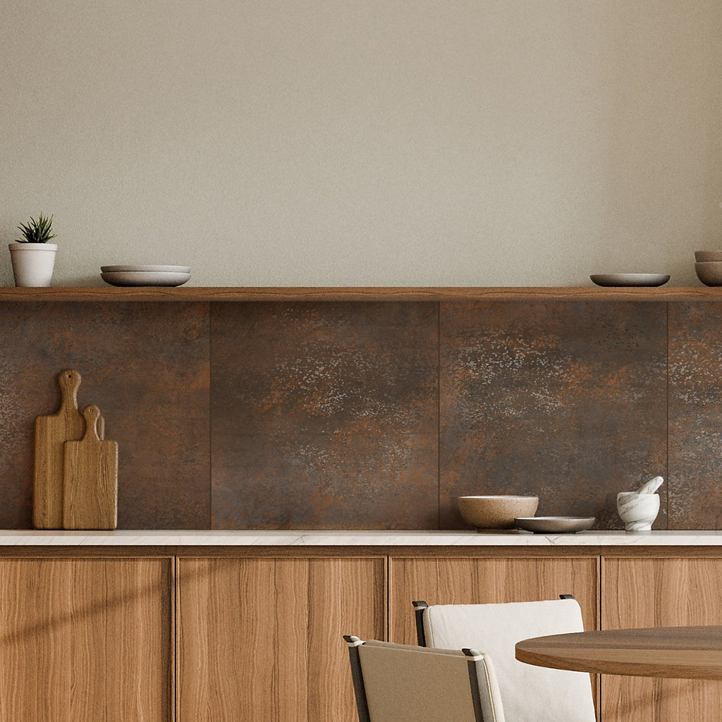 Copper Matt Metalized Concrete effect Porcelain Indoor Wall & floor Tile, Pack of 4, (L)600mm (W)600mm