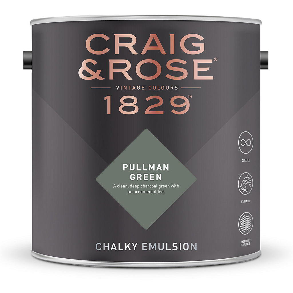 Craig & Rose 1829 Pullman Green Chalky Emulsion paint, 2.5L