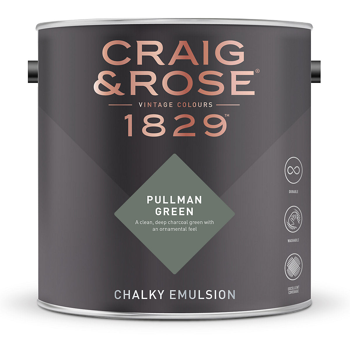 Craig & Rose 1829 Pullman Green Chalky Emulsion paint, 2.5L