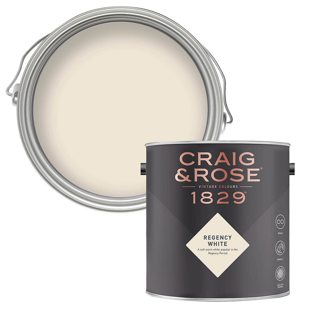 Craig & Rose 1829 Regency White Eggshell Wall paint, 750ml