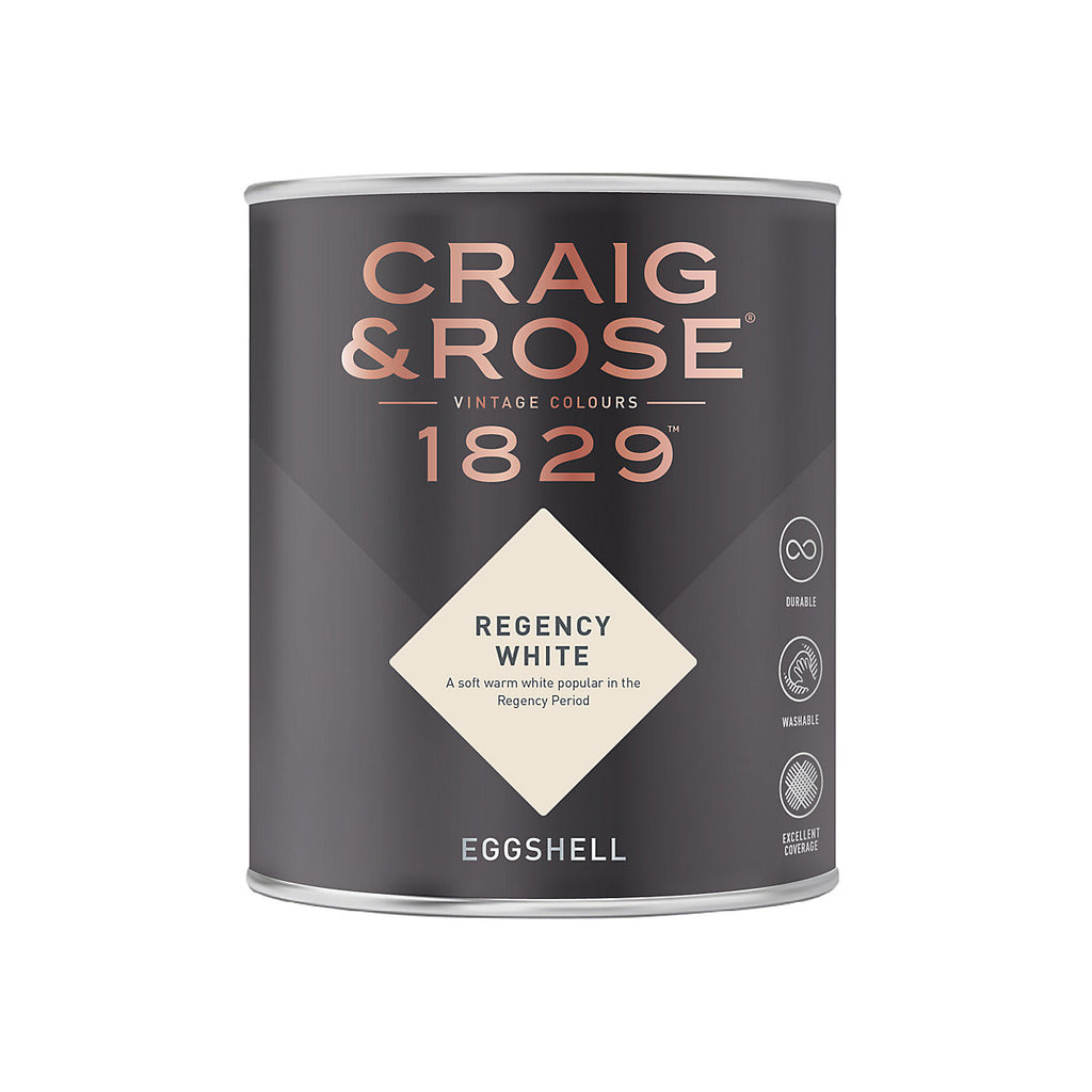 Craig & Rose 1829 Regency White Eggshell Wall paint, 750ml
